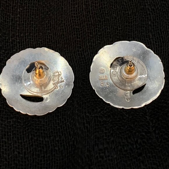 Georg Jensen Denmark Midnight Blossom No 66 Dove Sterling Silver Vtg Earrings - Picture 10 of 11